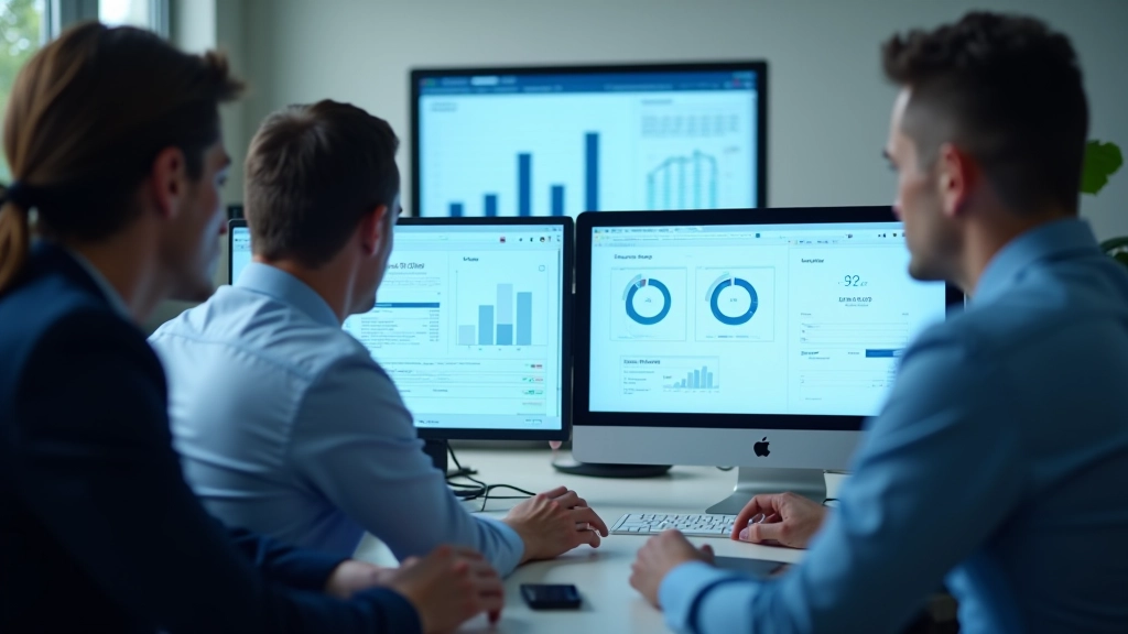 Équipe analysant des données sur écrans